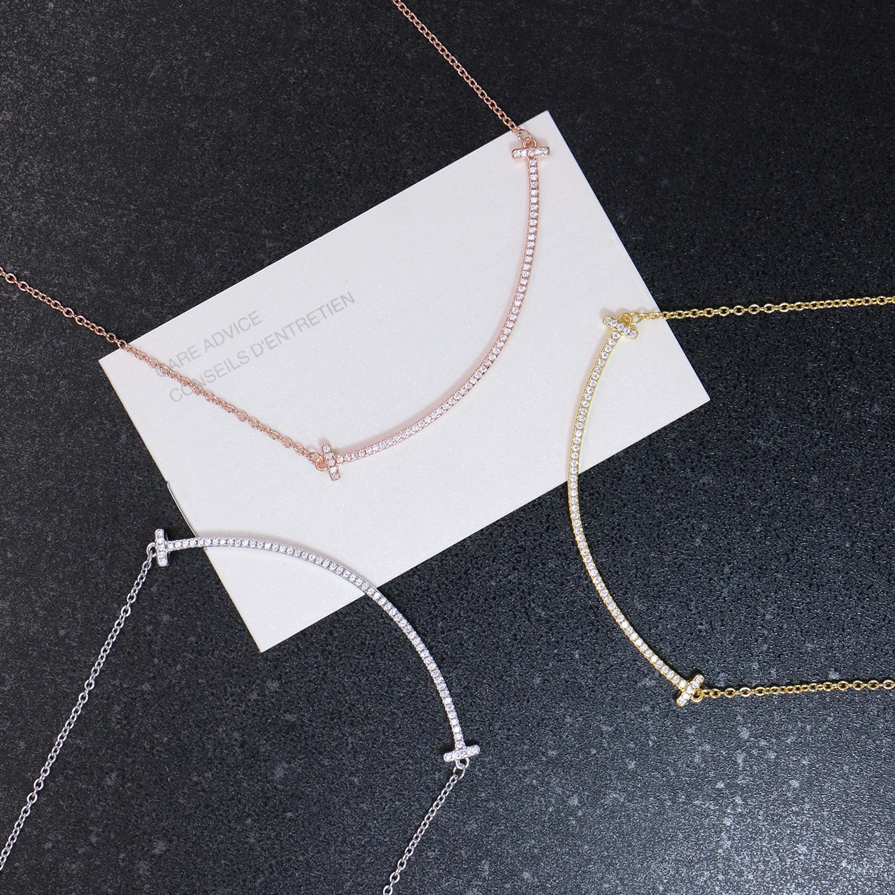 925纯银t家微笑项链微镶银饰饰品纯银项链大小号t家系列